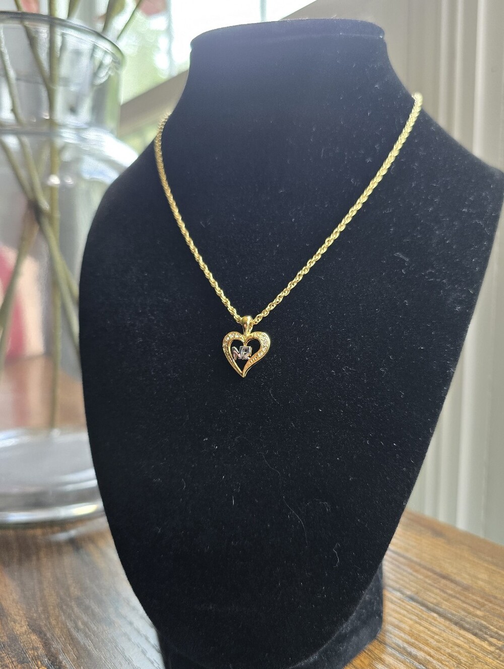 Nina Ricci Vintage Two-Tone Heart Pendant Necklace